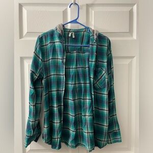 🐷Mudd hooded flannel shirt🐷